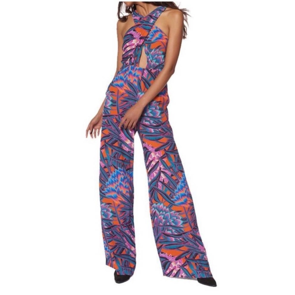 Mara Hoffman Cross-Front Floral Jumpsuit in Persimmon Size 4